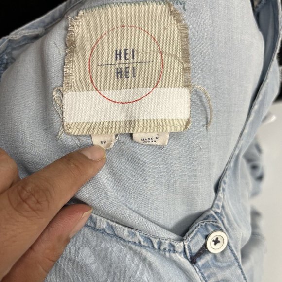 Hei Hei  Women OVERALL Pants Size SP Color Blue LIGHT WASH - Picture 9 of 12